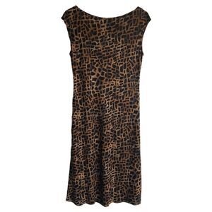 Mica Midi Dress Neutral Brown and Black Square Pattern | Size Small